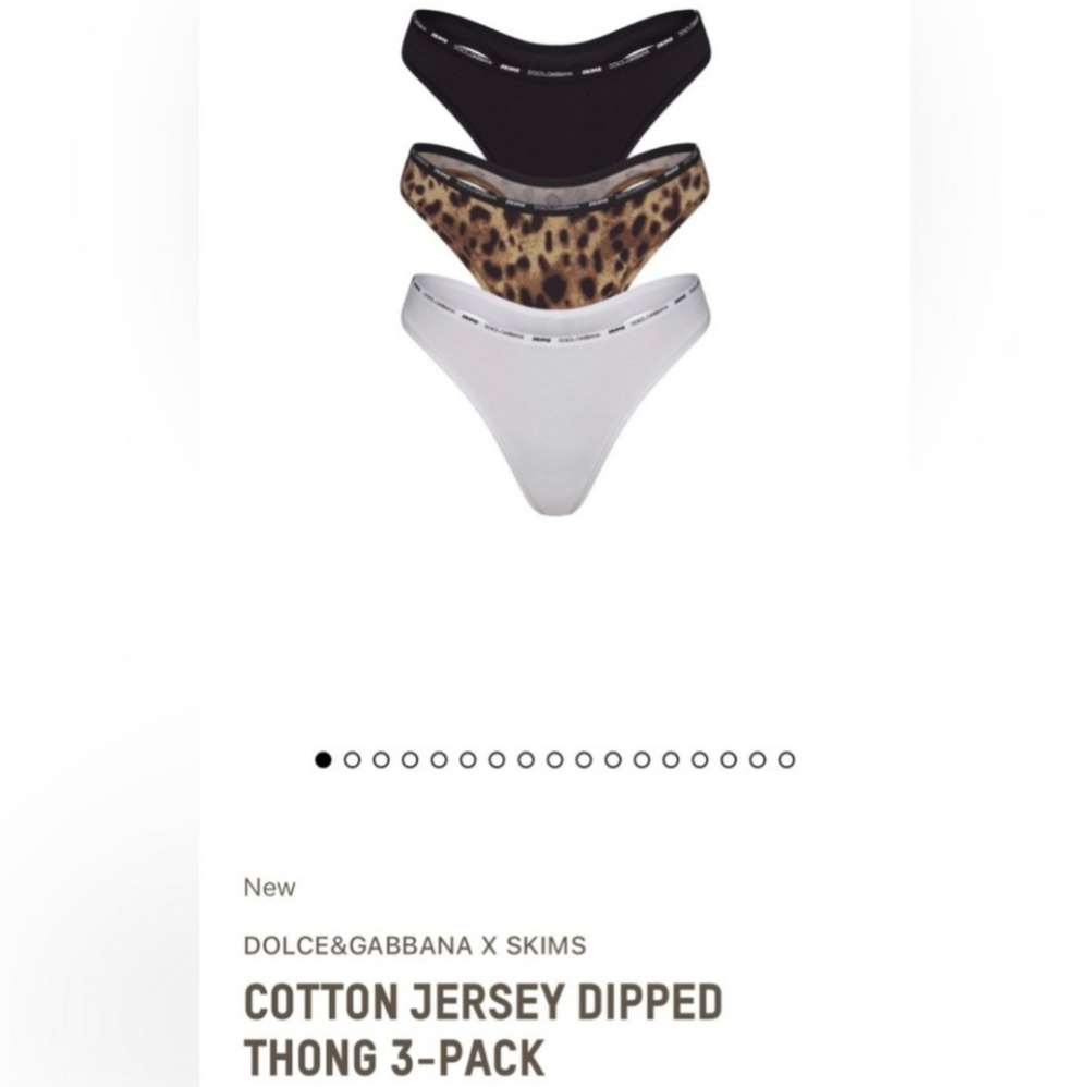 NWT SKIMS x Dolce & Gabbana 3 Pack Thong Size M